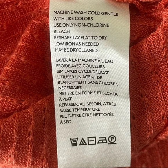 ANTHROPOLOGIE MAEVE ADDIE RUFFLED HEM HACCI LONG SLEEVE COWL NECK TOP ORANGE MED - Picture 11 of 11